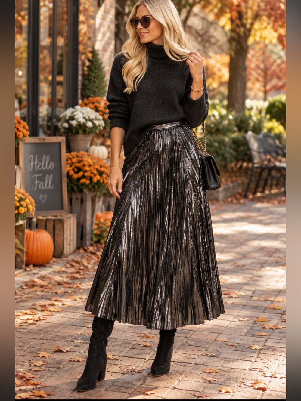 By Anthropologie Pleated Metallic maxi skirt size M